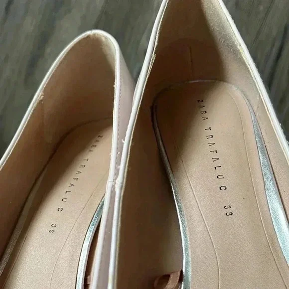 [7.5/38]Zara Trafaluc Blush  Pink Block Heel Court Shoes - Picture 8 of 10